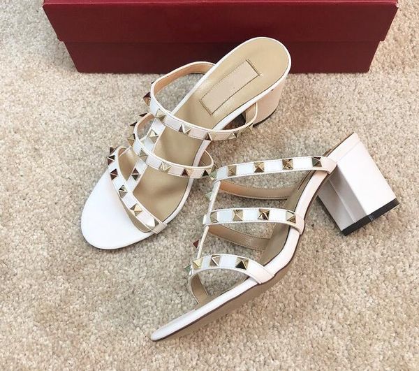 casual designer lady fashion women white matt leather spikes rivets strappy high heels chunky sandals brand new come with box, Black
casual designer lady fashion women white matt leather spikes rivets strappy high heels chunky sandals brand new come with box, Black