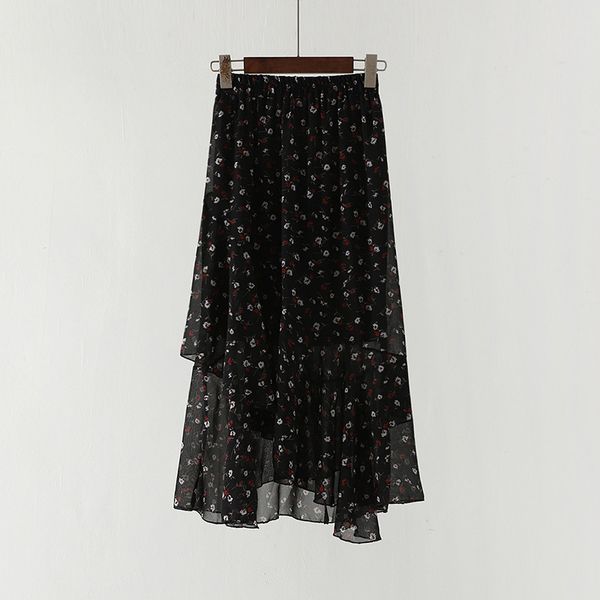 women skirt summer floral chiffon elastic high waist irregular casual skirts female 2019 spring new ruffled elegant skirt a64, Black
women skirt summer floral chiffon elastic high waist irregular casual skirts female 2019 spring new ruffled elegant skirt a64, Black