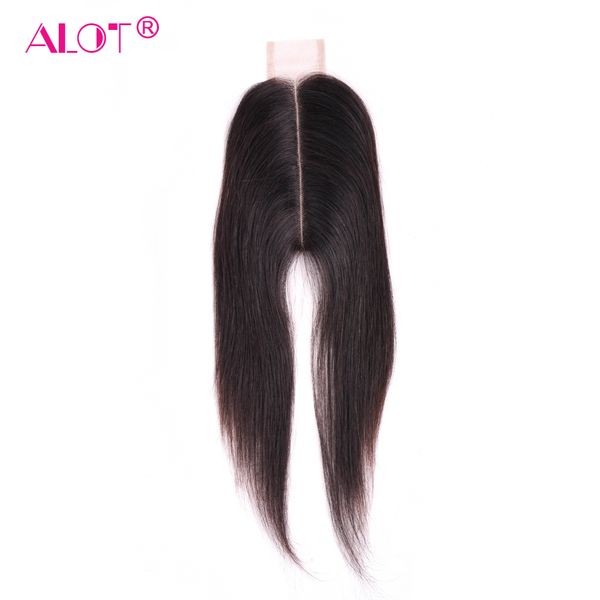 

alot brazilian straight human hair closure pre plucked 2x6 long part lace closure kim k non remy middle part human hair, Black;brown