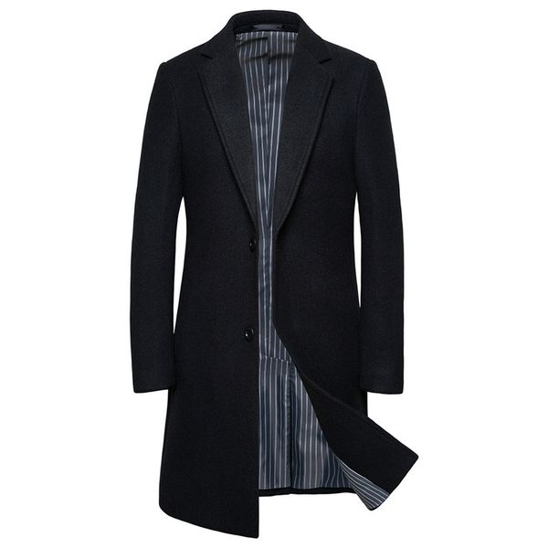 new casual style large size solid color lapel medium long single row two buckles lapel collar woolen men's coat j0043, Black
new casual style large size solid color lapel medium long single row two buckles lapel collar woolen men's coat j0043, Black