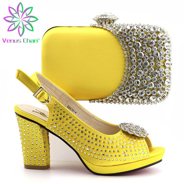 

nigerian shoes with matching bags set italian women's party shoes and bag sets yellow color women sandals and bag, Black