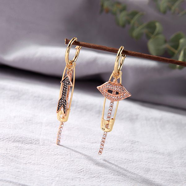 safety pins drop earrings gold color crystal wedding accessory red lip arrow pendant women fashion new jewelry, Silver
safety pins drop earrings gold color crystal wedding accessory red lip arrow pendant women fashion new jewelry, Silver