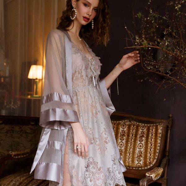 women's sleepwear temptation mesh satin kimono robe grey nightgown bathrobe morning wedding robes transparent lingerie underwear, Black;red
women's sleepwear temptation mesh satin kimono robe grey nightgown bathrobe morning wedding robes transparent lingerie underwear, Black;red