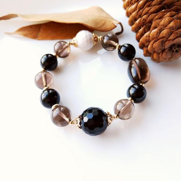 liiji unique genuine stone bracelet smoky quartzs agates black tourmaline 925 sterling silver gold color streched bracelet
liiji unique genuine stone bracelet smoky quartzs agates black tourmaline 925 sterling silver gold color streched bracelet