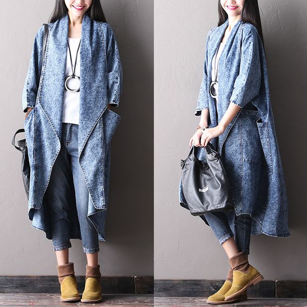 2019 female autumn plus size with large pocket outerwear batwing sleeve 100% cotton denim cardigan, Tan;black
2019 female autumn plus size with large pocket outerwear batwing sleeve 100% cotton denim cardigan, Tan;black
