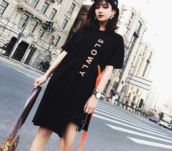 women designer tshirts womens designer clothing maxi long women elastic t female oversize loose irregular crew neck slogan tee with belt, White
women designer tshirts womens designer clothing maxi long women elastic t female oversize loose irregular crew neck slogan tee with belt, White