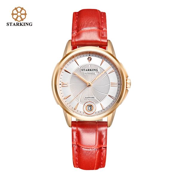 starking ladies elegant watch sapphire crystal automatic date self-wind wristwatches red leather waterproof clock, Slivery;brown
starking ladies elegant watch sapphire crystal automatic date self-wind wristwatches red leather waterproof clock, Slivery;brown