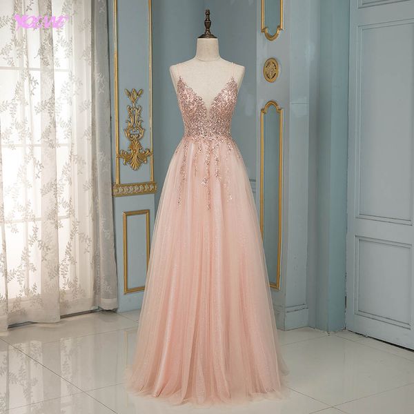 blush pink long prom dresses spaghetti tulle beaded backless evening gowns yqlnne, White;black
blush pink long prom dresses spaghetti tulle beaded backless evening gowns yqlnne, White;black