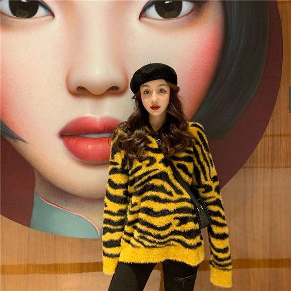 new leopard sweater sweater women knit v-neck ladies loose casual stitching sale, White;black
new leopard sweater sweater women knit v-neck ladies loose casual stitching sale, White;black