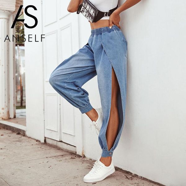 2019 fashion denim pants women loose denim jeans pants split legs solid elastic waist pockets beam feet autumn trousers female, Blue
2019 fashion denim pants women loose denim jeans pants split legs solid elastic waist pockets beam feet autumn trousers female, Blue