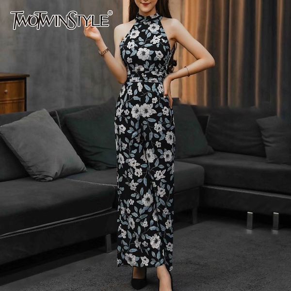 twotwinstyle elegant flower print women jumpsuit sleeveless halter high waist wide leg pants female fashion vintage spring 2019, Black;white
twotwinstyle elegant flower print women jumpsuit sleeveless halter high waist wide leg pants female fashion vintage spring 2019, Black;white