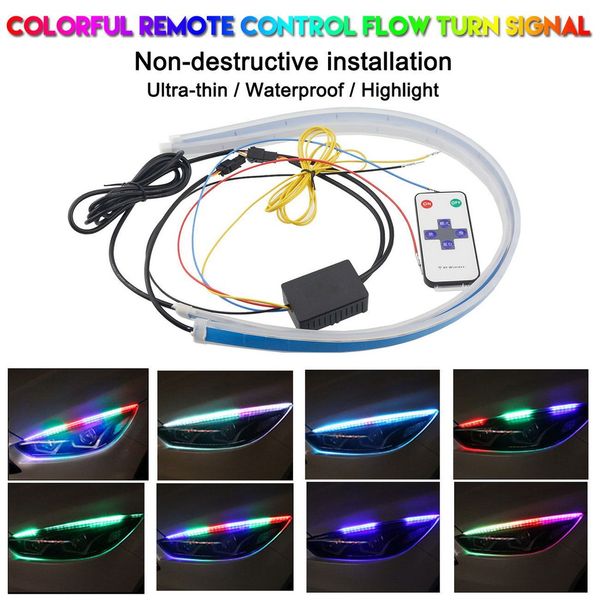 2 pieces colorful drl flow light strip flowing light bar headlight fog lamp daytime 45cm 60cm
2 pieces colorful drl flow light strip flowing light bar headlight fog lamp daytime 45cm 60cm