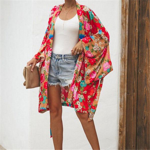 fashion vintage boho long with sashes blouse women ladies red floral printed shirt beachwear cover open cape, White
fashion vintage boho long with sashes blouse women ladies red floral printed shirt beachwear cover open cape, White