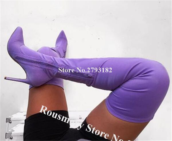 women charming purple suede leather over knee stiletto heel boots slim banded long high heel boots formal dress shoes, Black
women charming purple suede leather over knee stiletto heel boots slim banded long high heel boots formal dress shoes, Black