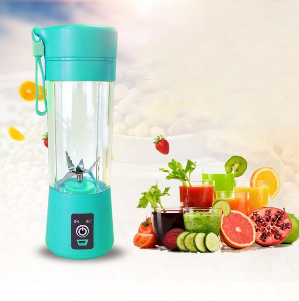 

portable electric fruit juicer cup 6 blades vegetable citrus blender juice 4 colors extractor ice crusher usb connector rechargeable juicer