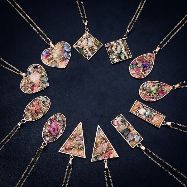 natural crystal agate cluster pendant necklace 12 gold-plated random shapes for men and women fashion items, Silver
natural crystal agate cluster pendant necklace 12 gold-plated random shapes for men and women fashion items, Silver