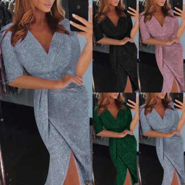 Spring Women Sequin V Neck Shinny Slit Dress Casual Short Sleeve Elegant Boho Fashion Bodycon Evening Ladies Midi Dresses
Spring Women Sequin V Neck Shinny Slit Dress Casual Short Sleeve Elegant Boho Fashion Bodycon Evening Ladies Midi Dresses