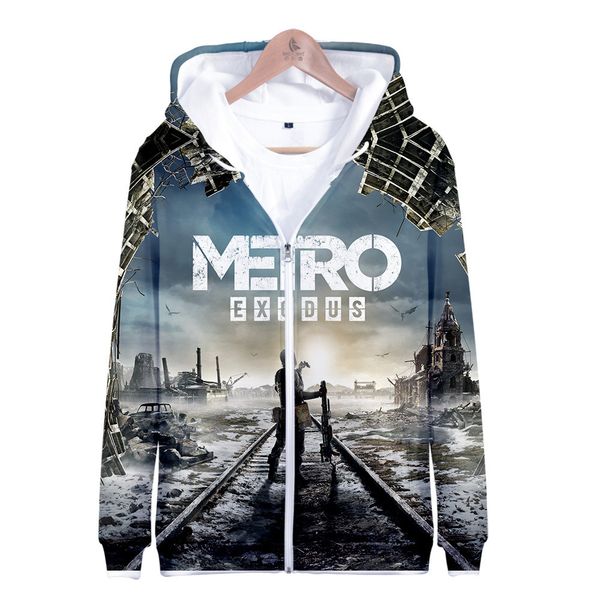 2019 new style metro exodus subway leave 3d digital printing hooded zipper hoodie, Black
2019 new style metro exodus subway leave 3d digital printing hooded zipper hoodie, Black