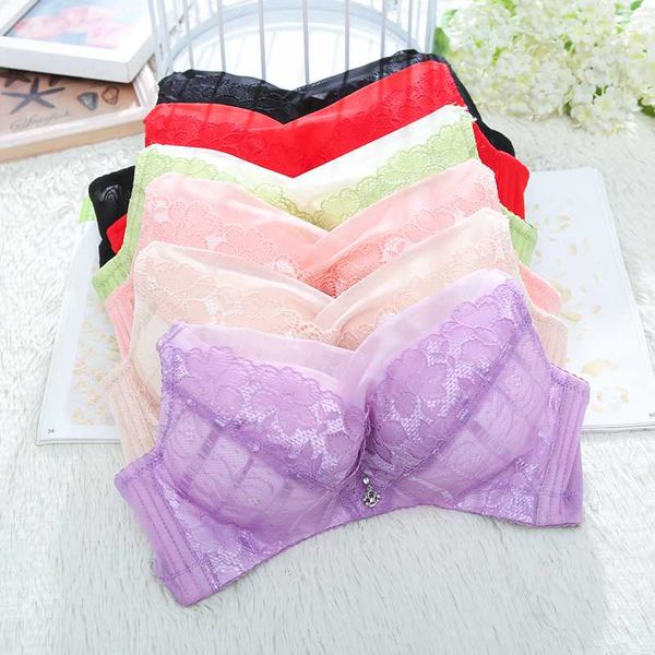 adjustable strap push up padded lace bras for women daily underwear plus size breathable bra women girls underwire brassiere, Red;black