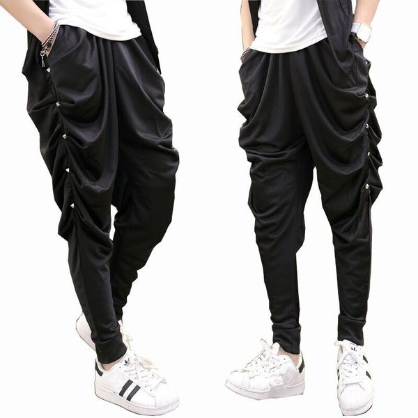 men spring autumn rivet harem pants punk hip hop drop crotch baggy pants nightclub stage joggers costume men casual streetwear, Black
men spring autumn rivet harem pants punk hip hop drop crotch baggy pants nightclub stage joggers costume men casual streetwear, Black