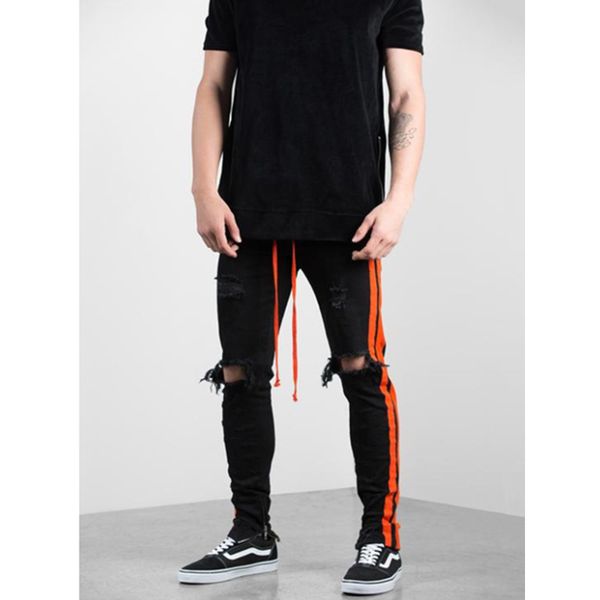 mens designer casual knee hole zipper belt jeans, Blue
mens designer casual knee hole zipper belt jeans, Blue