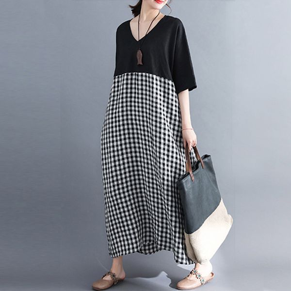 платье для женщин 2019 лето sundress с коротким рукавом v шеи лоскутная plaid длинные рубашки платья maxi vestidos robe plus размер, Black;gray
платье для женщин 2019 лето sundress с коротким рукавом v шеи лоскутная plaid длинные рубашки платья maxi vestidos robe plus размер, Black;gray