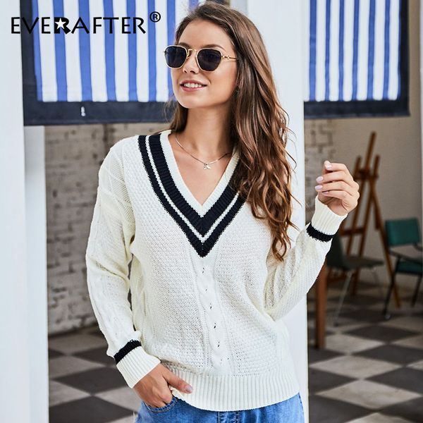 everafter v-neck pullover striped sweater women 2019 long sleeve knitted sweater 2019 autumn winter warm fashion streetwear, White;black
everafter v-neck pullover striped sweater women 2019 long sleeve knitted sweater 2019 autumn winter warm fashion streetwear, White;black