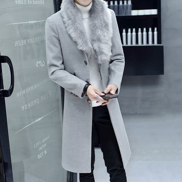 2019 new men's long coat big fur collar young korean autumn winter coat male tide, Tan;black
2019 new men's long coat big fur collar young korean autumn winter coat male tide, Tan;black