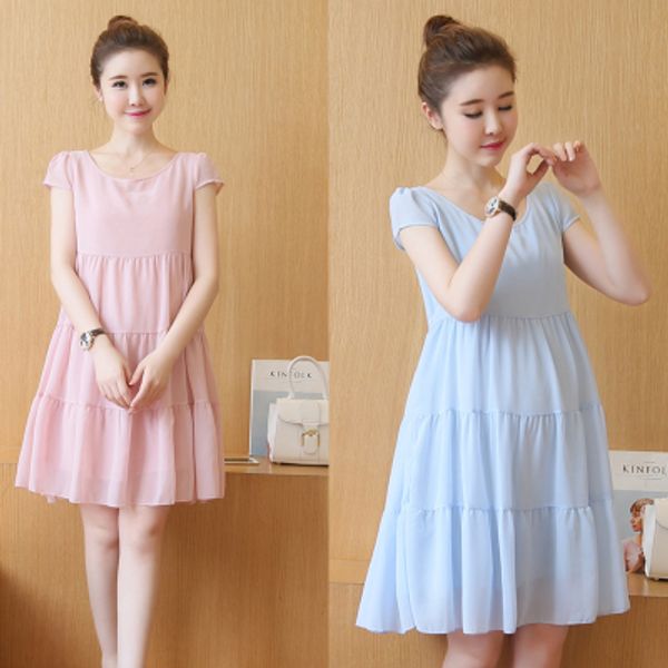 6667# maternity dress summer chiffon solid color o neck short sleeve loose stylish dress for pregnant women mom, White
6667# maternity dress summer chiffon solid color o neck short sleeve loose stylish dress for pregnant women mom, White