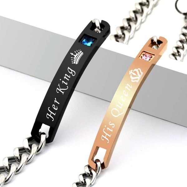 2 style king queen paired stainless steel couple bracelet rose gold black color link chain crystal bracelet for women men gift
2 style king queen paired stainless steel couple bracelet rose gold black color link chain crystal bracelet for women men gift