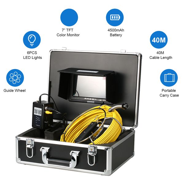7 inch wireless wifi 20/30/40m pipe inspection camera for fishing drain sewer pipeline industrial endoscope with meter marking
7 inch wireless wifi 20/30/40m pipe inspection camera for fishing drain sewer pipeline industrial endoscope with meter marking