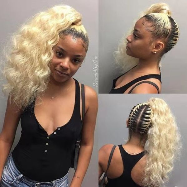 chic high blonde ponytail with braids,virgin hair 10a 613 white blonde wet wavy ponytail hair extension 100g 120g140g, Black
chic high blonde ponytail with braids,virgin hair 10a 613 white blonde wet wavy ponytail hair extension 100g 120g140g, Black