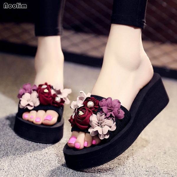 summer beach slippers women shoes fashion platform high heel flip flops sandals lady flower casual indoor wedges home shoes, Black
summer beach slippers women shoes fashion platform high heel flip flops sandals lady flower casual indoor wedges home shoes, Black