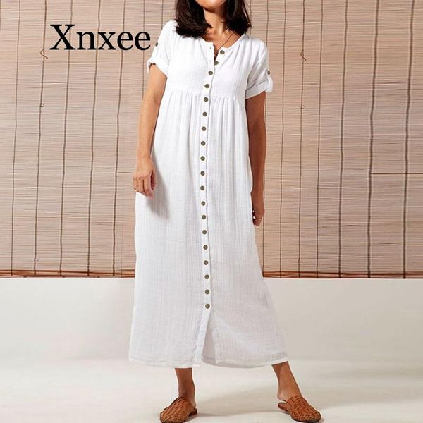 casual dresses white women maxi long dress plus size summer 2021 short sleeve loose buttons vintage solid party vestidos robe, Black;gray
casual dresses white women maxi long dress plus size summer 2021 short sleeve loose buttons vintage solid party vestidos robe, Black;gray
