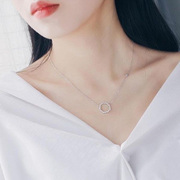 women gift wedding alloy elegant plated jewelry clavicle simple circle ring fashion anniversary pendant necklace, Silver
women gift wedding alloy elegant plated jewelry clavicle simple circle ring fashion anniversary pendant necklace, Silver