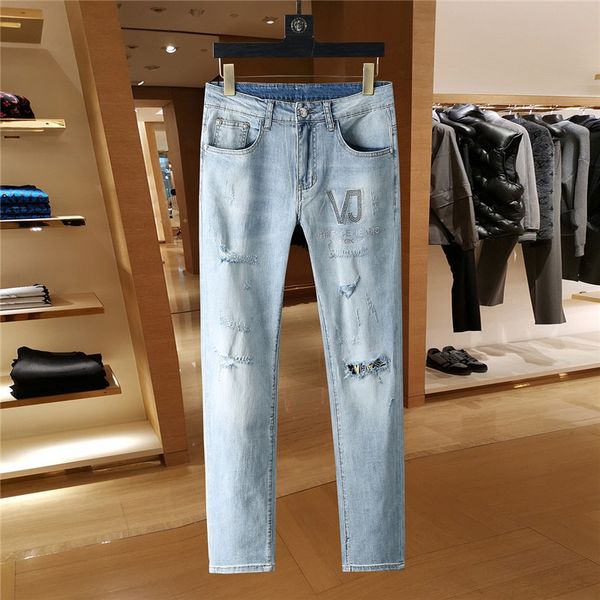 new arrivals luxyry men designer jeans button zipper mens jeans casual men slim pants high street destroyed denim size w28-w38, Blue
new arrivals luxyry men designer jeans button zipper mens jeans casual men slim pants high street destroyed denim size w28-w38, Blue