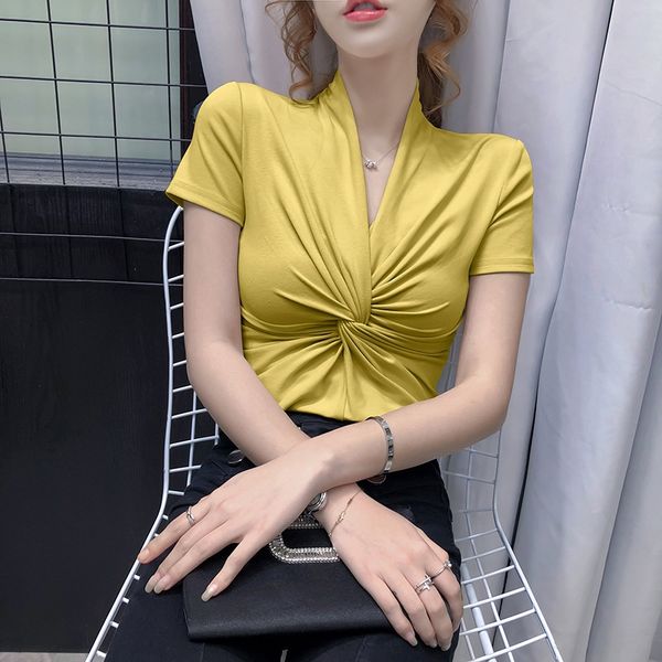 2020v-neck slim twisted chest purple solid color short-sleeved female tight t-shirt t-shirt female, White
2020v-neck slim twisted chest purple solid color short-sleeved female tight t-shirt t-shirt female, White