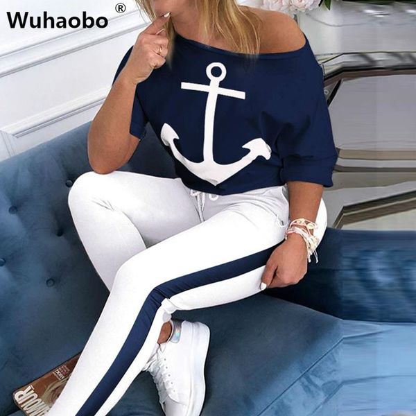 wuhaobo 2 piece set tracksuit women boat anchor print sets and pants femme clothes elastic waist long pants set sport, White
wuhaobo 2 piece set tracksuit women boat anchor print sets and pants femme clothes elastic waist long pants set sport, White