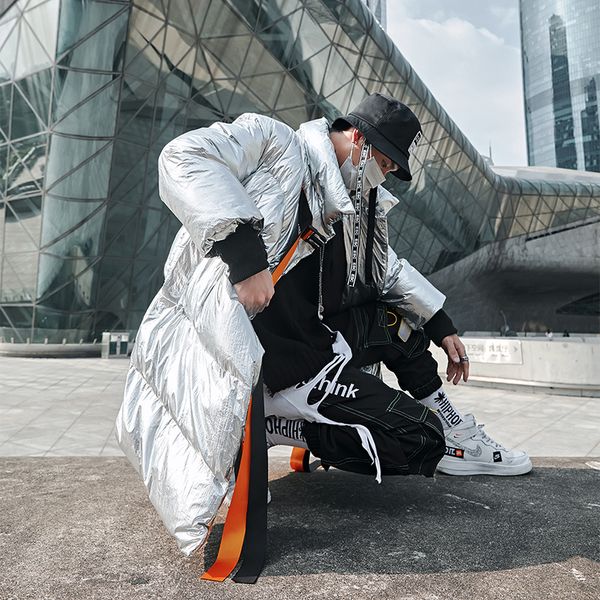 men thick cotton padded parka winter ribbon loose casual bright shining coat male women streetwear hip hop jacket outerwear, Black
men thick cotton padded parka winter ribbon loose casual bright shining coat male women streetwear hip hop jacket outerwear, Black