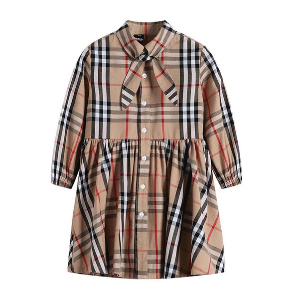 child's skirt 2019 stand collar bow english wind long sleeves lattice whole cotton girl dressy5y5, Red;yellow
child's skirt 2019 stand collar bow english wind long sleeves lattice whole cotton girl dressy5y5, Red;yellow