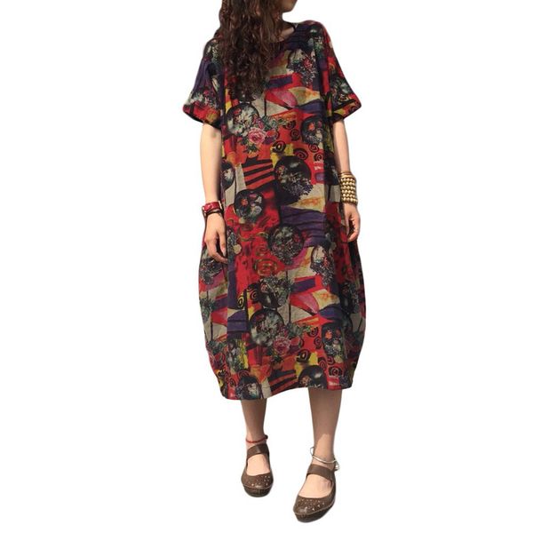 summer vintage women random floral print dress zanzea short sleeve baggy long mid calf cotton linen dress casual loose kaftan, Black;gray
summer vintage women random floral print dress zanzea short sleeve baggy long mid calf cotton linen dress casual loose kaftan, Black;gray