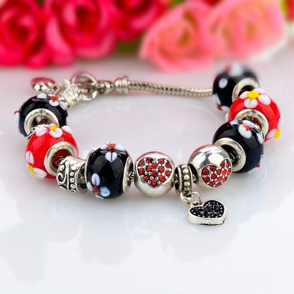 attractto fashion diy strand bracelets for women silver snake chain black red flower beads heart bracelets & bangles sbr150050
attractto fashion diy strand bracelets for women silver snake chain black red flower beads heart bracelets & bangles sbr150050