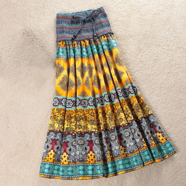 lady casual boho floral print elastic summer beach pleated a line holiday skirts, Black
lady casual boho floral print elastic summer beach pleated a line holiday skirts, Black
