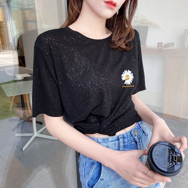 с коротким рукавом футболки женских яркого сверкающих иными top шелк футболкой шелк мода года потерять все-матч базового верха, White
с коротким рукавом футболки женских яркого сверкающих иными top шелк футболкой шелк мода года потерять все-матч базового верха, White