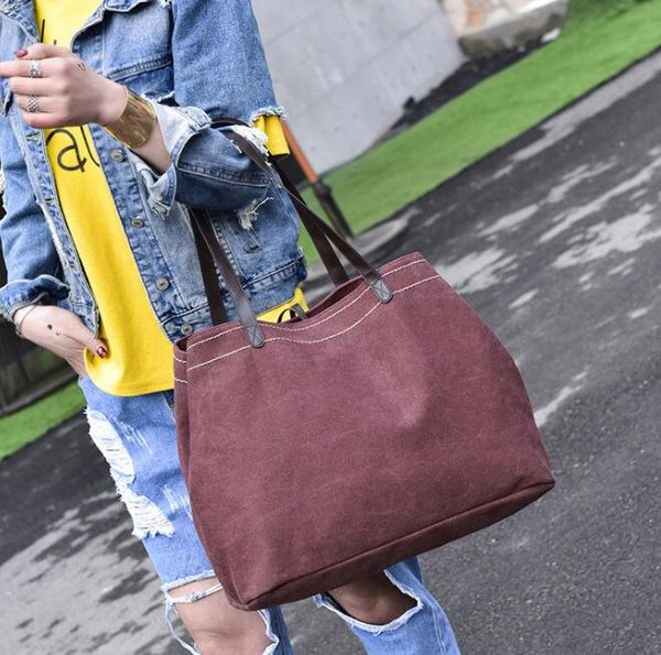2020 european and american casual women's simple canvas handbags