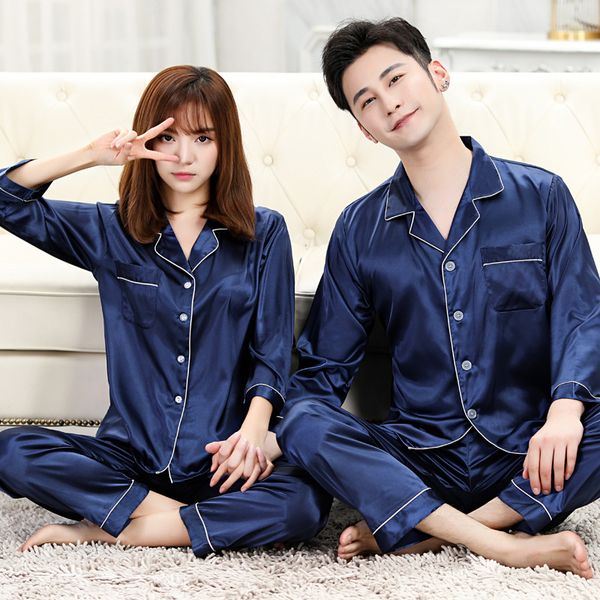 couple pajamas women spring long sleeve ice silk korean summer male cute solid home clothes suit simulation silk thin pijama, Black;red
couple pajamas women spring long sleeve ice silk korean summer male cute solid home clothes suit simulation silk thin pijama, Black;red