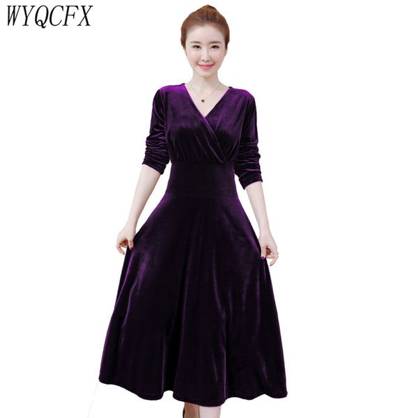 2019 autumn winter dress women elegant v-neck casual long sleeve clothes ladies vintage velvet party midi dresses plus size 5xl, Black;gray
2019 autumn winter dress women elegant v-neck casual long sleeve clothes ladies vintage velvet party midi dresses plus size 5xl, Black;gray