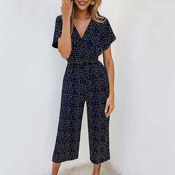 2020 summer print jumpsuit women high waist ankle-length pants casual loose rompers short sleeve v-neck playsuits female, Black;white
2020 summer print jumpsuit women high waist ankle-length pants casual loose rompers short sleeve v-neck playsuits female, Black;white