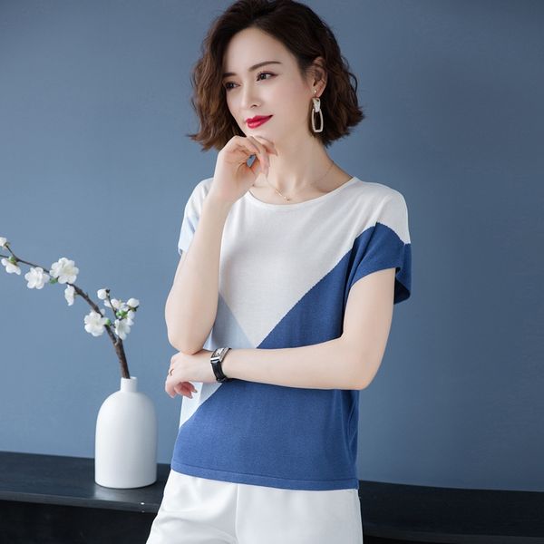 short-sleeved t- women's summer clothes 2020 loose women's t-shirt thin ice silk knitted shirt, White
short-sleeved t- women's summer clothes 2020 loose women's t-shirt thin ice silk knitted shirt, White