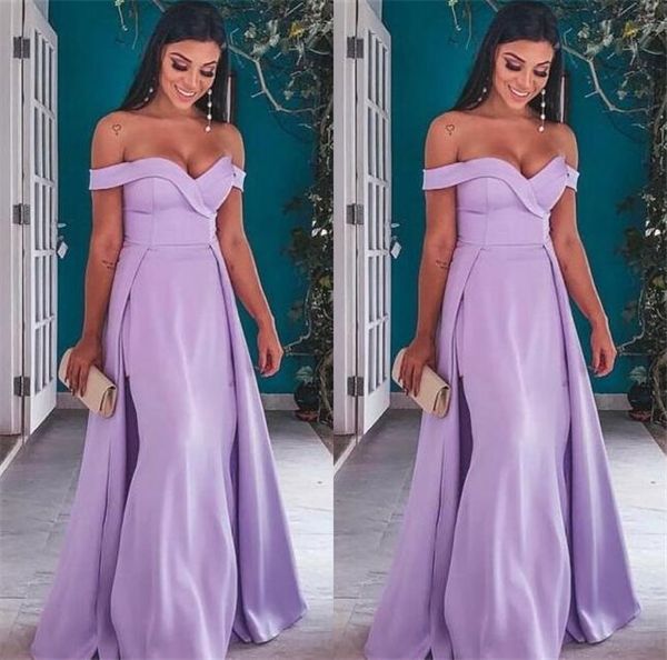 2021 lilac long prom dresses off the shoulder overskirts formal evening gowns sheath floor length chiffon party dress, Black
2021 lilac long prom dresses off the shoulder overskirts formal evening gowns sheath floor length chiffon party dress, Black